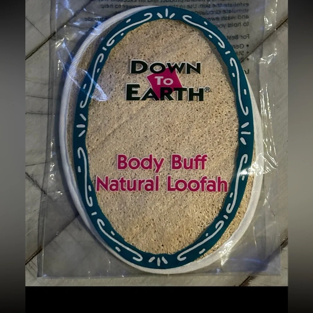 Down To Earth  Body Buff Loofah And Wooden  Massage Roller Both BRAND NEW!